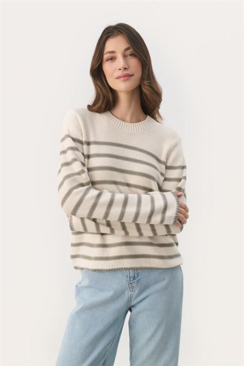 Se Part Two Carolynpw PU Kvinde Vetiver Stripe Sweaters Str XS - hos Magasin ved Magasin