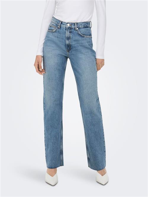 ONLY Onlriley Life EX HW STR DNM Dot353 Kvinde Blå Straight Jeans Str "29/""34" - hos Magasin