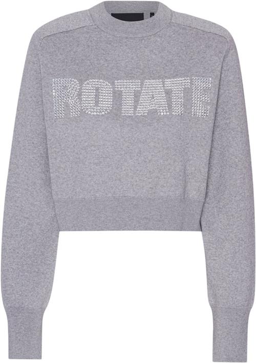 ROTATE Birger Christensen Firm Knit Cropped Jumper Kvinde Lunar Rock Sweaters Str 42 - hos Magasin