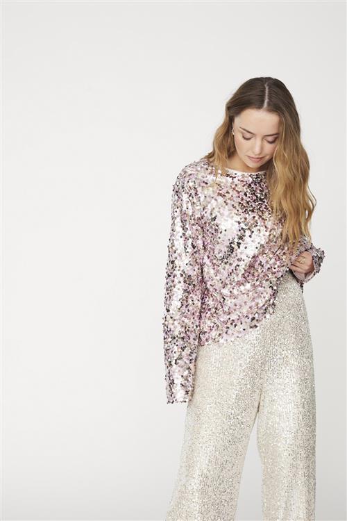 Se A-VIEW Sequin Blouse Kvinde Rose Langærmede Bluser Str 40 - hos Magasin ved Magasin