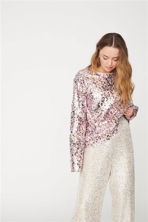 A-VIEW Sequin Blouse Kvinde Rose Langærmede Bluser Str 34 - hos Magasin