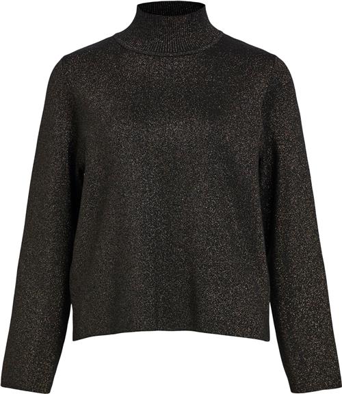 Se Object Objreynard Square Sleeve Pullover N Kvinde Black/glitter Col Rullekraver Str L - hos Magasin ved Magasin