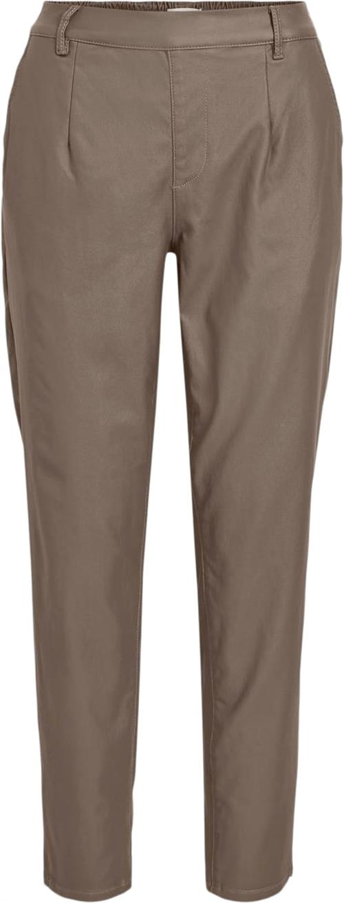 Object Objbelle Lisa Coated Pant Noos Kvinde Fossil/col Bukser Med Smalle Ben Str 38 - hos Magasin