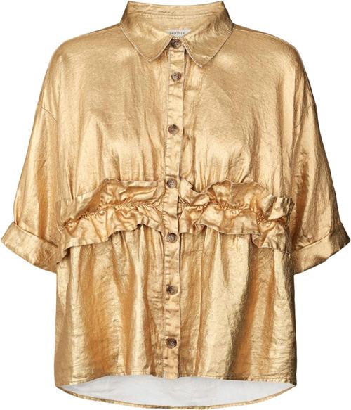 Rabens Saloner Midas Gold Blouse Paige Kvinde Gold Kortærmede Bluser Str L - hos Magasin