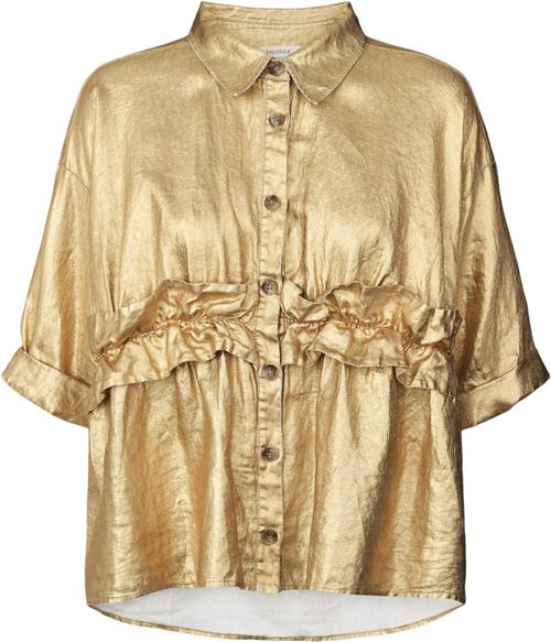 Rabens Saloner Midas Gold Blouse Paige Kvinde Gold Kortærmede Bluser Str XL - hos Magasin