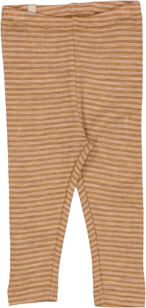 Wheat Uld Leggings Str 68/6m Uld - Clay Melange Wool Stripe Leggings hos Magasin