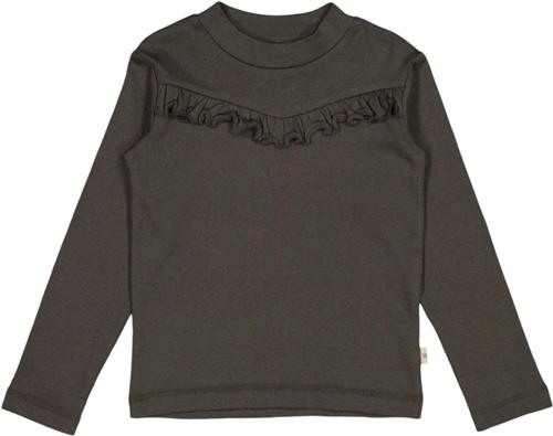 Wheat Rib Tshirt Flæse Str 152/12y - Black Granite Langærmede T-shirts Bomuld hos Magasin