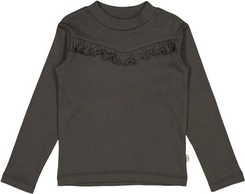 Wheat Rib Tshirt Flæse Str 122/7y - Black Granite Langærmede T-shirts Bomuld hos Magasin