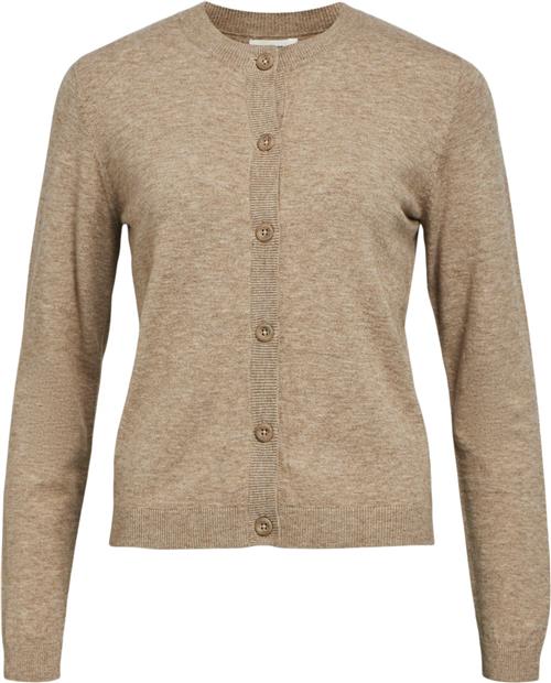 Se Object Objthess L/S Short Cardigan Noos Kvinde Desert Taupe/melange Cardigans Str XS - hos Magasin ved Magasin