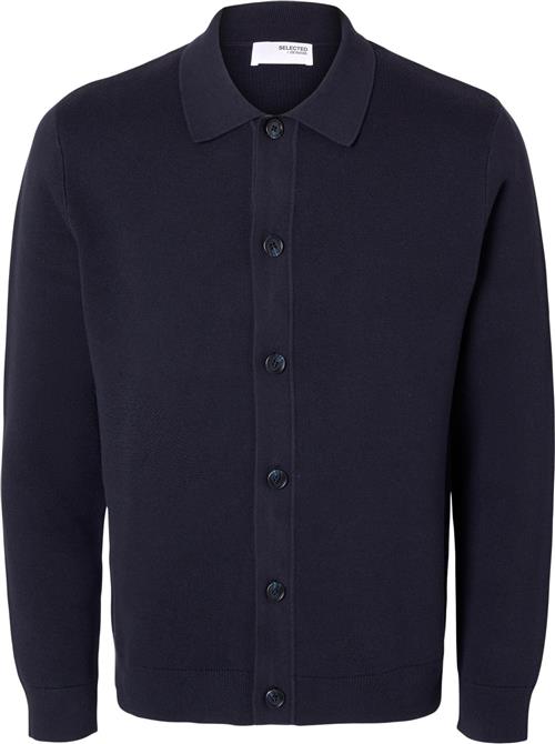 Se Selected Homme Slhmattis LS Knit Polo Cardigan Mand Sky Captain Cardigans Str XL - hos Magasin ved Magasin