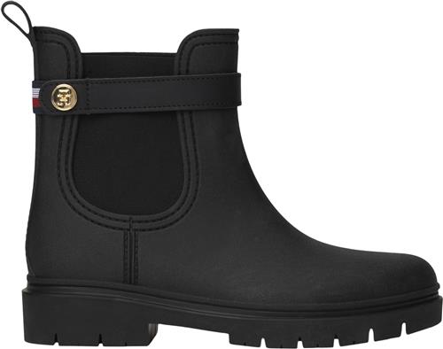 Se Tommy Hilfiger TH Stud Rubberised Rainboot Kvinde Black Gummistøvler Str 41 - hos Magasin ved Magasin