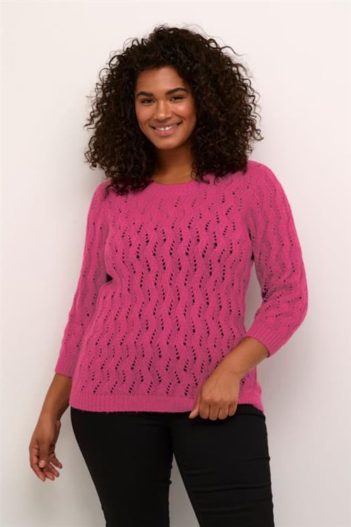 Kaffe Curve Kclana Knit Pullover Kvinde Festival Fuchsia Sweaters Str XL - hos Magasin