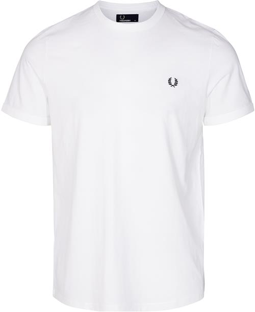 Fred Perry Ringer Tshirt Mand Hvid Kortærmede T-shirts Str XS - Bomuld hos Magasin