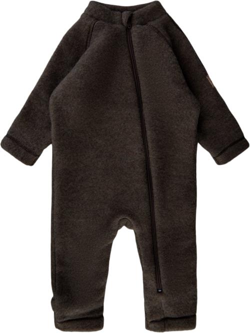 Mikk-Line Wool Baby Suit Str 68 - Dark Brown Melang Køredragter Uld hos Magasin