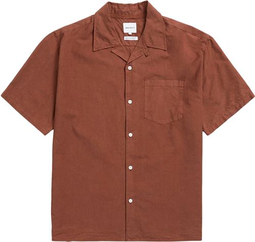 Norse Projects Carsten Cotton Tencel Shirt Mand Red Ochre Kortærmede Skjorter Str L - hos Magasin