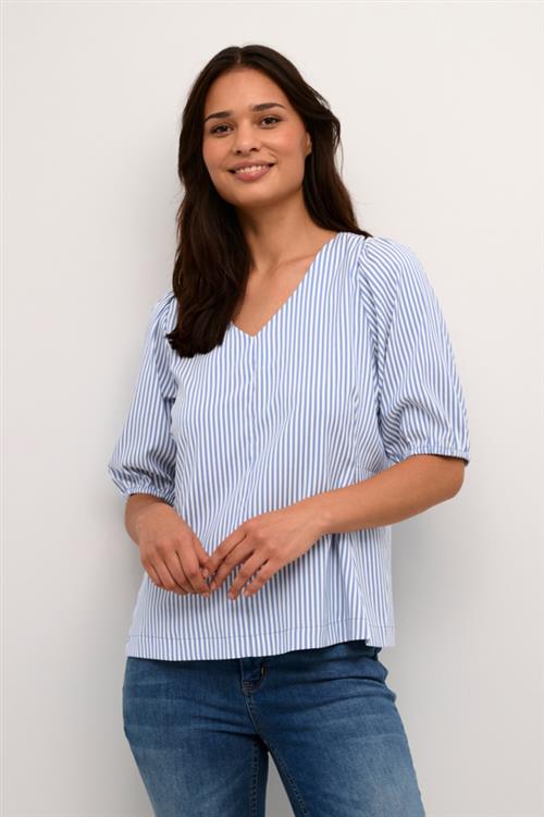 Se Culture Cuabigail SS Blouse Kvinde Mazarine Blue Kortærmede Bluser Str XL - hos Magasin ved Magasin