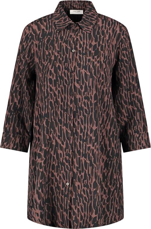 Gerry Weber Blouse 3/4 Sleeve Kvinde Brown Print Kortærmede Bluser Str 44 - hos Magasin