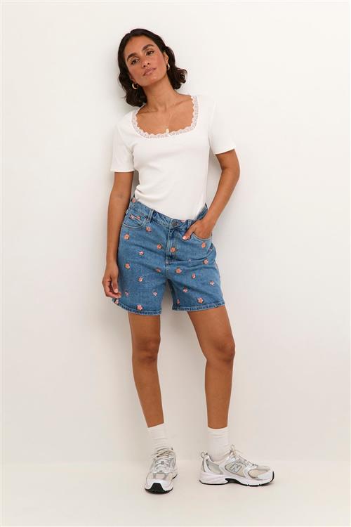 Kaffe Kababeth Denim Shorts Kvinde Light Blue Washed Denim Denim Shorts Str 44 Denim - hos Magasin