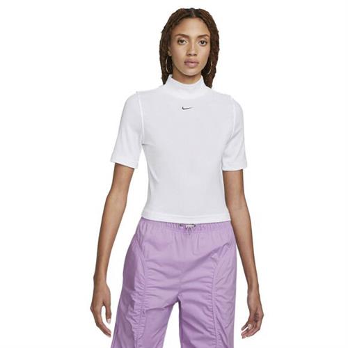 Nike Sportswear Essentials Ribbed Mock Neck T Shirt L - Trænings T-shirts Bomuld hos Magasin