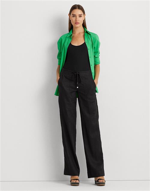 Se Lauren Ralph Lauren Soft Drapey Linenpant Kvinde Sort Hørbukser Str 40 - hos Magasin ved Magasin