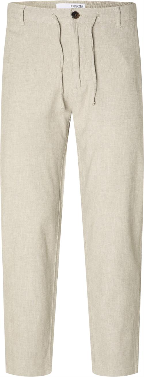 Se Selected Homme Slh172slimtape Brody Linen Pant NO Mand Vetiver/mixed W. Oatmeal Casual Bukser Slim Fit Str M - Bomuld hos Magasin ved Magasin