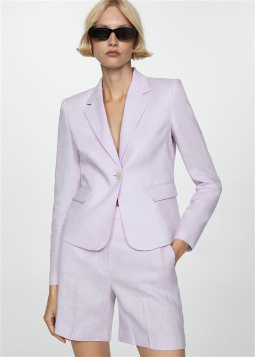 MANGO 100 Linen Jacket Kvinde Lt-pastel Purple Blazere Str L - hos Magasin