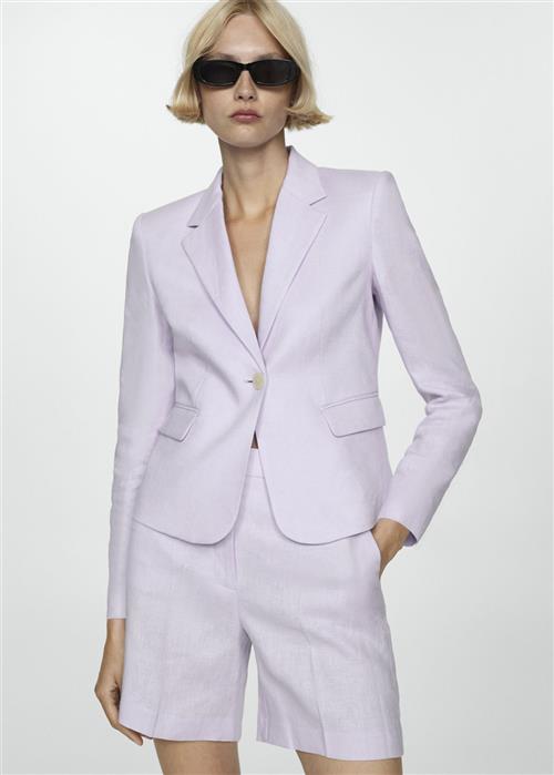 Se MANGO 100% Linen Jacket Kvinde Lt-pastel Purple Blazere Str XL - hos Magasin ved Magasin