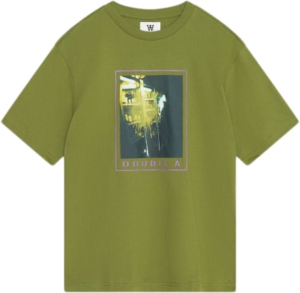 Wood Wood Asa Spray Paint Tshirt Gots Mand Fatique Green Kortærmede T-shirts Str M - Bomuld hos Magasin