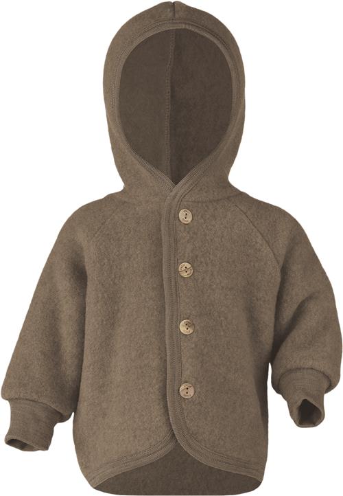 Se Engel Natur Hooded Jacket, With Wooden Buttons, IVN Best Str 50-56 - Valnød Bluser & Cardigans I Uld hos Magasin ved Magasin