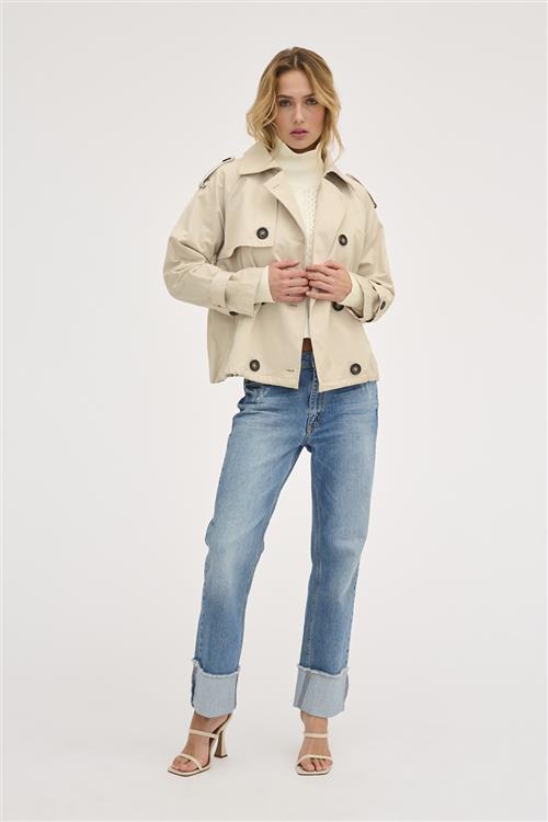 My Essential Wardrobe Miramw Short Trenchcoat Kvinde Oatmeal Overgangsjakker Str 42 - hos Magasin