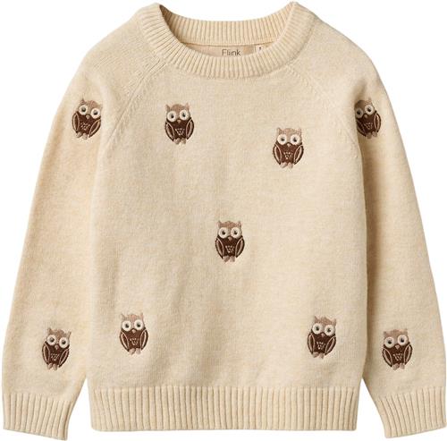 Fliink Alon OWL Pullover Str 4Y/104 - Sandshell Strik Polyester hos Magasin