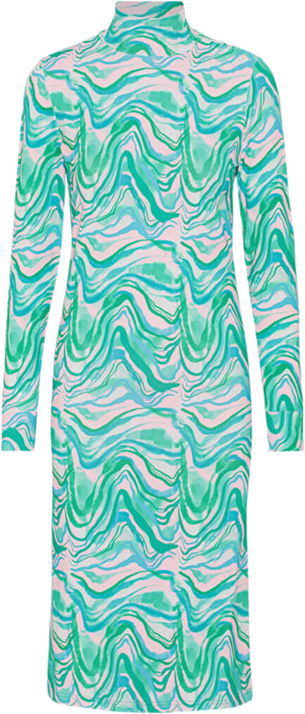 HUNKØN Gina Dress Kvinde Green Swirl Art Print Korte Kjoler Str S - hos Magasin