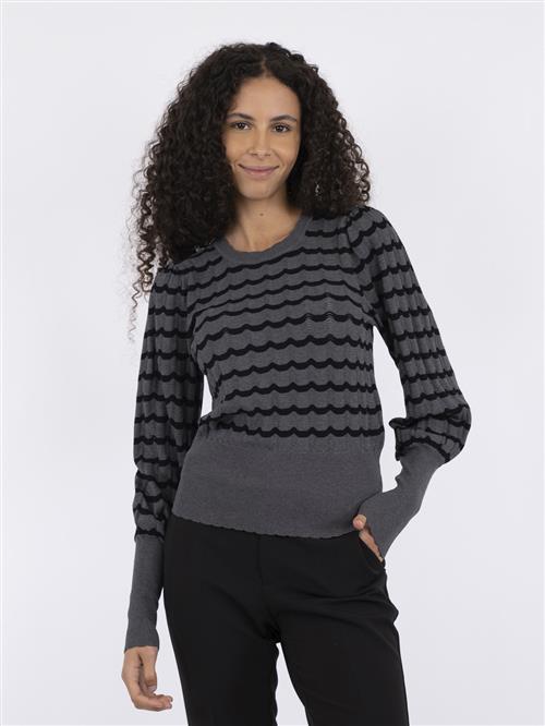 Neo Noir Dary Stitch Knit Blouse Kvinde Dark Grey Sweaters Str 40 - hos Magasin