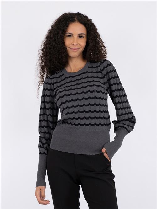 Se Neo Noir Dary Stitch Knit Blouse Kvinde Dark Grey Sweaters Str 34 - hos Magasin ved Magasin