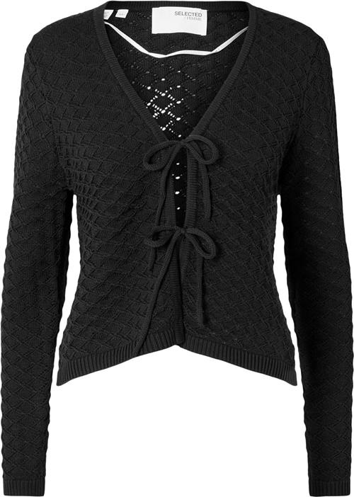 Selected Femme Slffrida LS Structure Knit Cardigan Kvinde Sort Sweaters Str S - hos Magasin