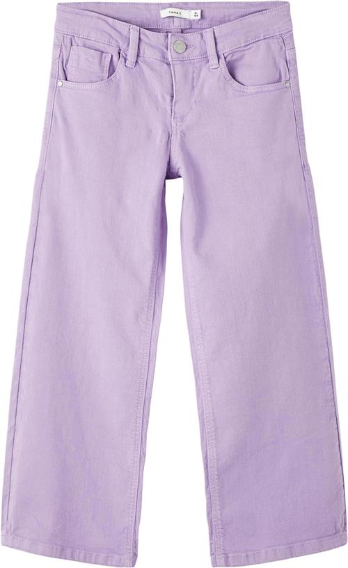 Se Name It Nkfrose Wide TWI Pant 1115tp Noos Str 134 - Sand Verbena Bukser hos Magasin ved Magasin