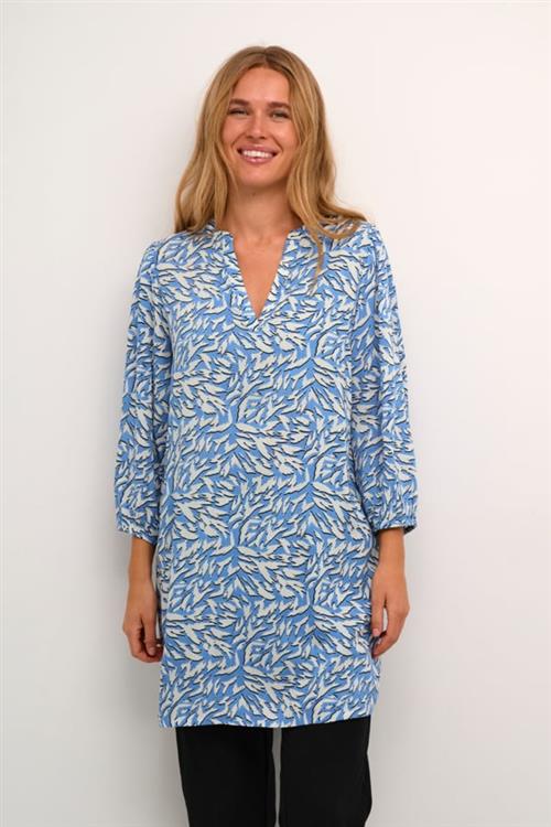 Kaffe Kajetta Tunic Kvinde Blue/white Graphic Animal Tunikaer Str 40 - hos Magasin