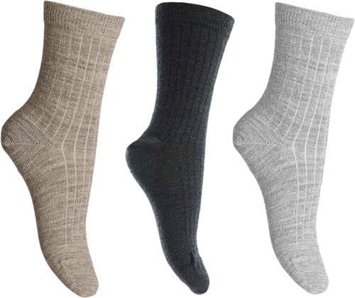 Se mpKids Wool rib Socks 3-pack Str 33/36 - Grå Strømper Uld hos Magasin ved Magasin