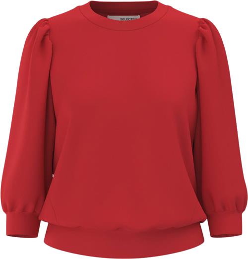 Se Selected Femme Slftenny 3/4 Sweat TOP Noos Kvinde Flame Scarlet Kortærmede Bluser Loose Fit Str S - hos Magasin ved Magasin