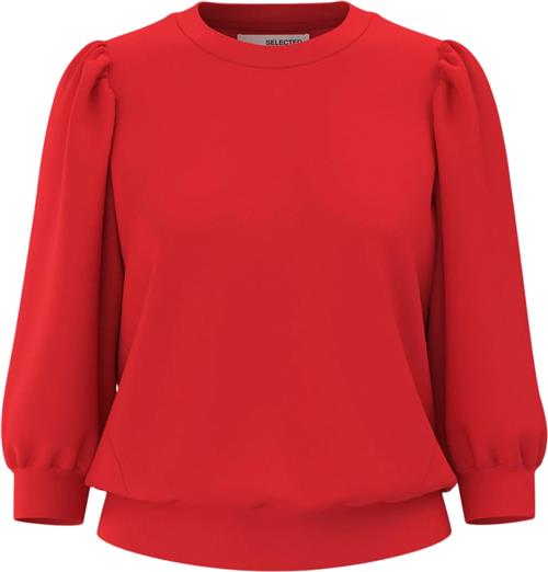 Selected Femme Slftenny 3/4 Sweat TOP Noos Kvinde Flame Scarlet Sweatshirts Loose Fit Str S - hos Magasin