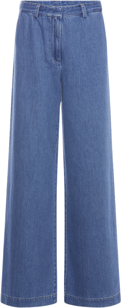 Se Heartmade ¤ Niva Pants HM ¤ Kvinde Blue Denim Wide Jeans Str 34 - Denim hos Magasin ved Magasin