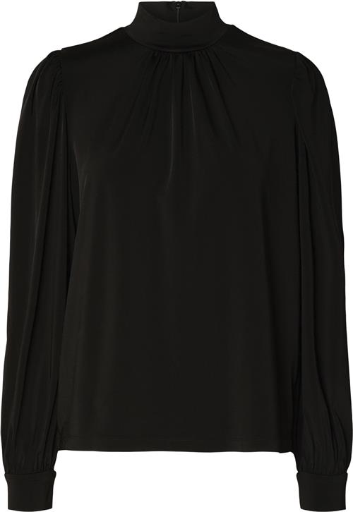 Selected Femme Slfsaya LS High Neck TOP Kvinde Sort Langærmede Bluser Str L - hos Magasin