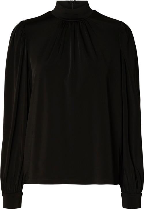 Se Selected Femme Slfsaya LS High Neck TOP Kvinde Sort Langærmede Bluser Str XL - hos Magasin ved Magasin