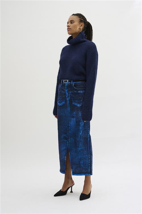 My Essential Wardrobe Meenamw Knit Rollneck Kvinde Dark Sapphire Blue Sweaters Str XL - hos Magasin