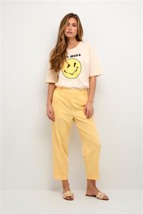 Kaffe Kasakura HW Cropped Pants Kvinde Pale Banana Bukser Med Lige Ben Str 40 - hos Magasin