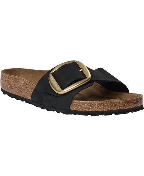 Birkenstock Madrid Big Buckle Lenb Black Kvinde Black Flade Sandaler Str 43 - hos Magasin