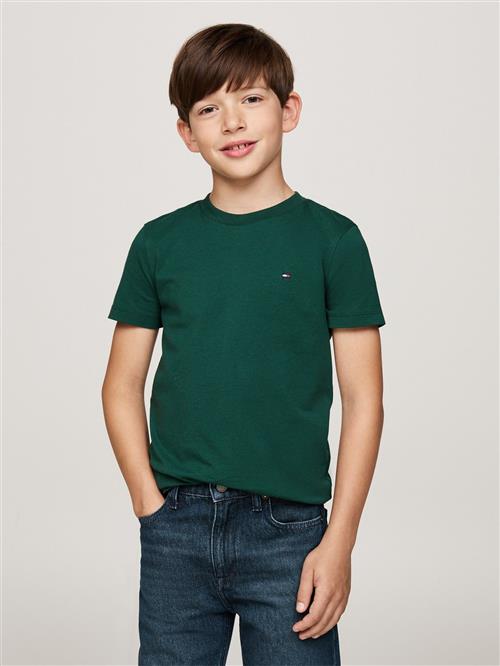 Se Tommy Hilfiger Essential Cotton REG TEE S/S Kvinde Ornamental Green Toppe Str 8 - hos Magasin ved Magasin