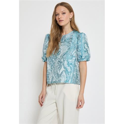 Se Minus Msalika Round Neck Blouse Kvinde Lake Blue Kortærmede Bluser Str 38 - hos Magasin ved Magasin