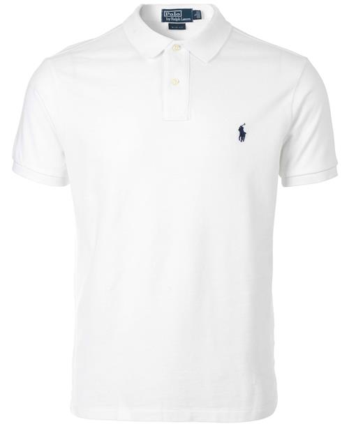 Se Polo Ralph Lauren Slim Fit Mesh Polo Shirt Mand Hvid Kortærmede Poloer Slim Fit Str L - hos Magasin ved Magasin