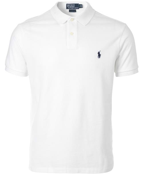 Se Polo Ralph Lauren Slim Fit Mesh Polo Shirt Mand Hvid Kortærmede Poloer Slim Fit Str M - hos Magasin ved Magasin